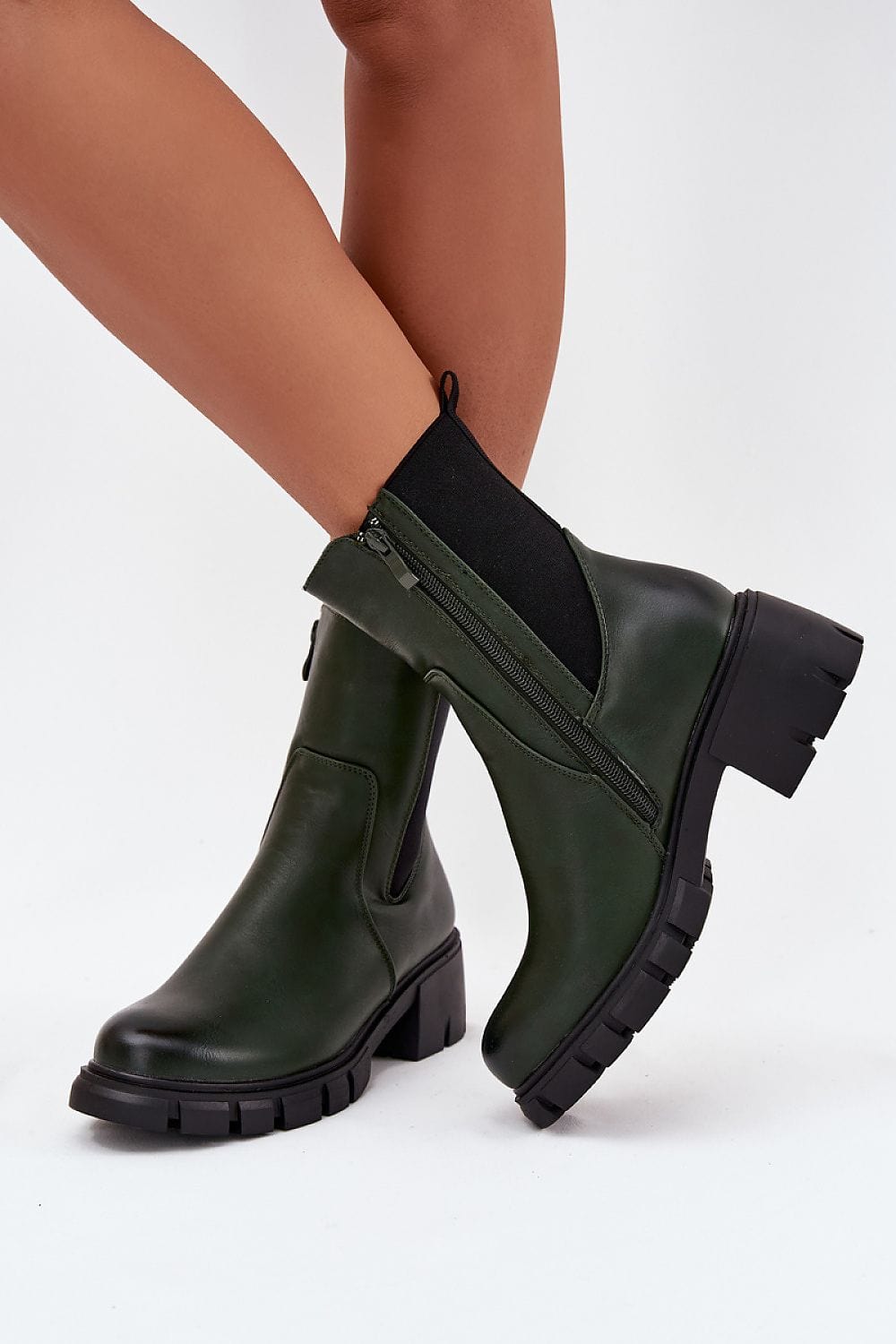 Ankle Boots Women Eco Leather Block Heel - ShalayeFashion