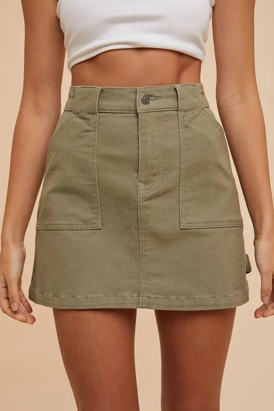 Annie Wear Cargo Denim Mini Skirt - ShalayeFashion