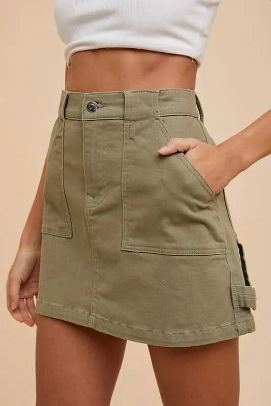 Annie Wear Cargo Denim Mini Skirt - ShalayeFashion