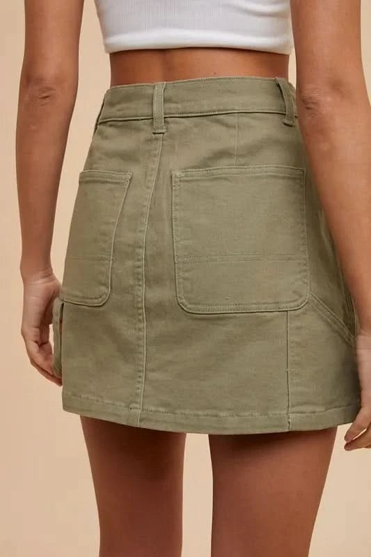 Annie Wear Cargo Denim Mini Skirt - ShalayeFashion