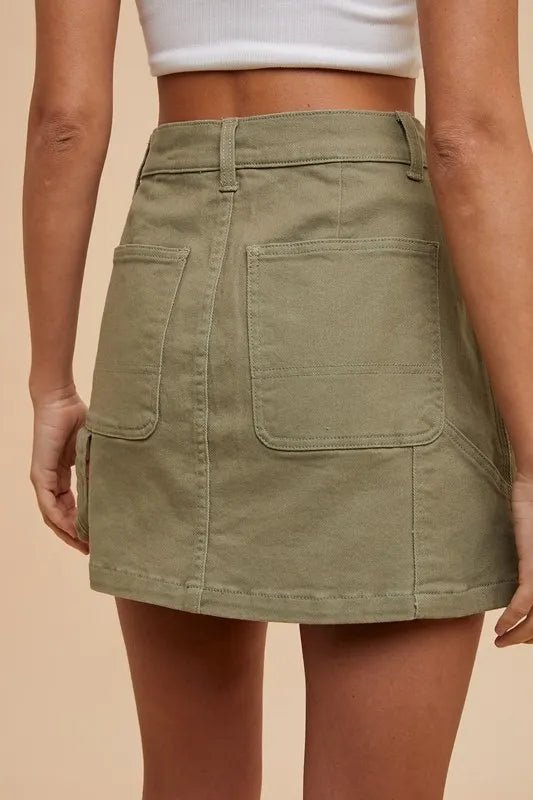 Annie Wear Cargo Denim Mini Skirt - ShalayeFashion