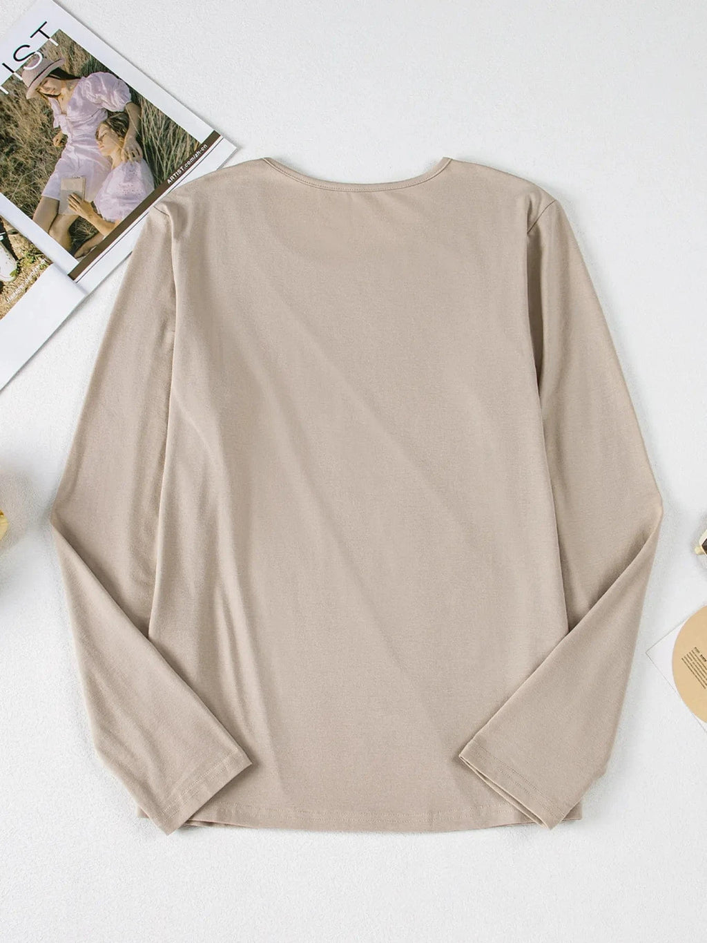Asymmetric Seam Detail Long Sleeve Top - ShalayeFashion