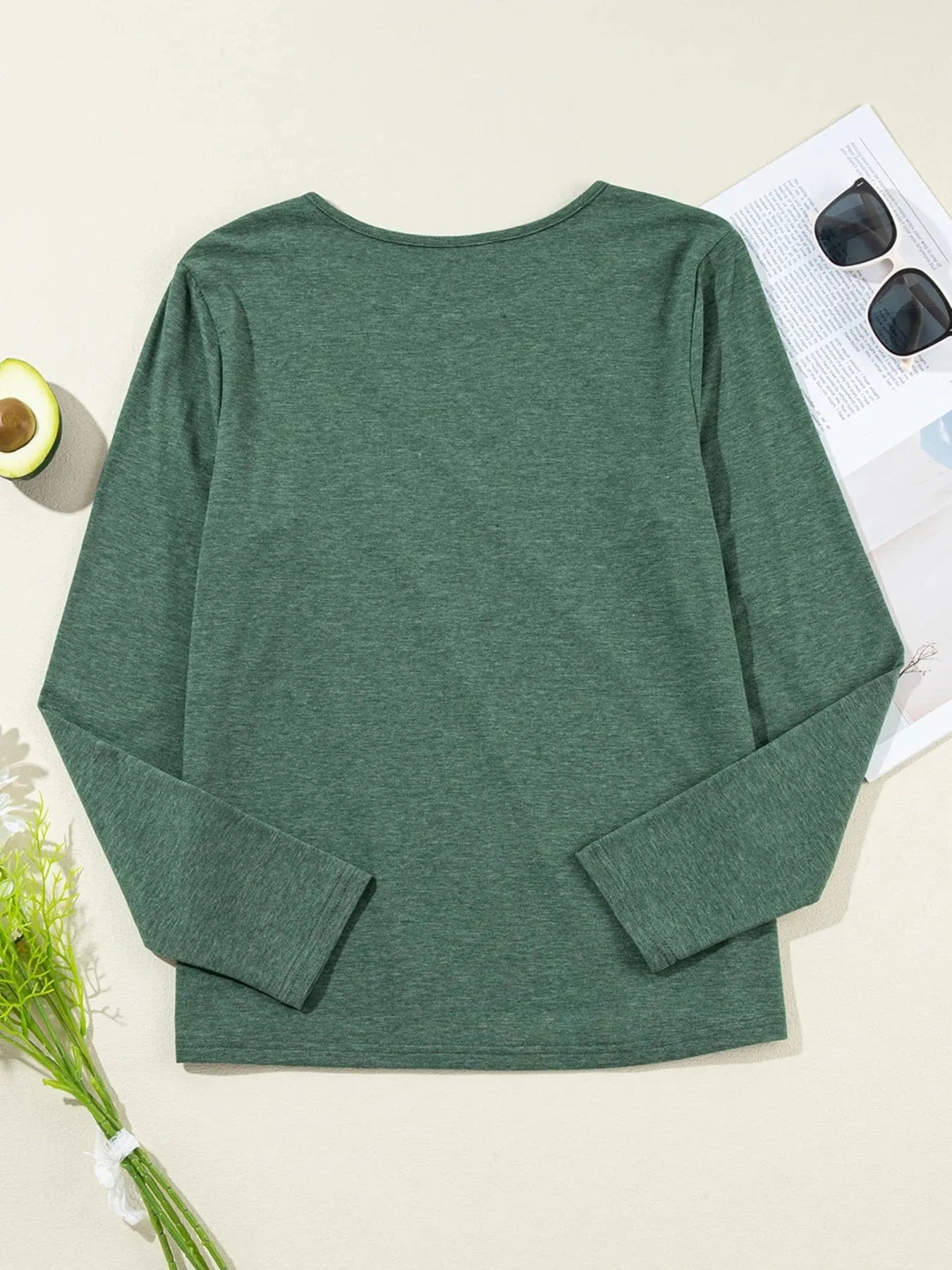 Asymmetric Seam Detail Long Sleeve Top - ShalayeFashion