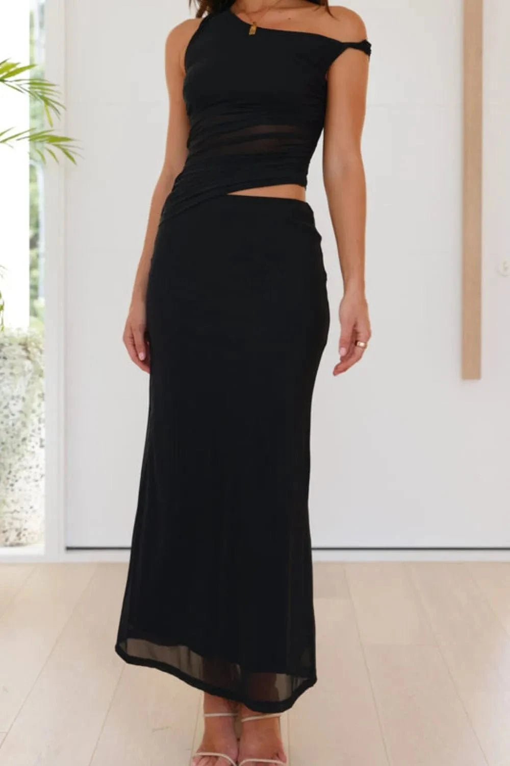 Asymmetrical Cutout Sleeveless Dress - ShalayeFashion