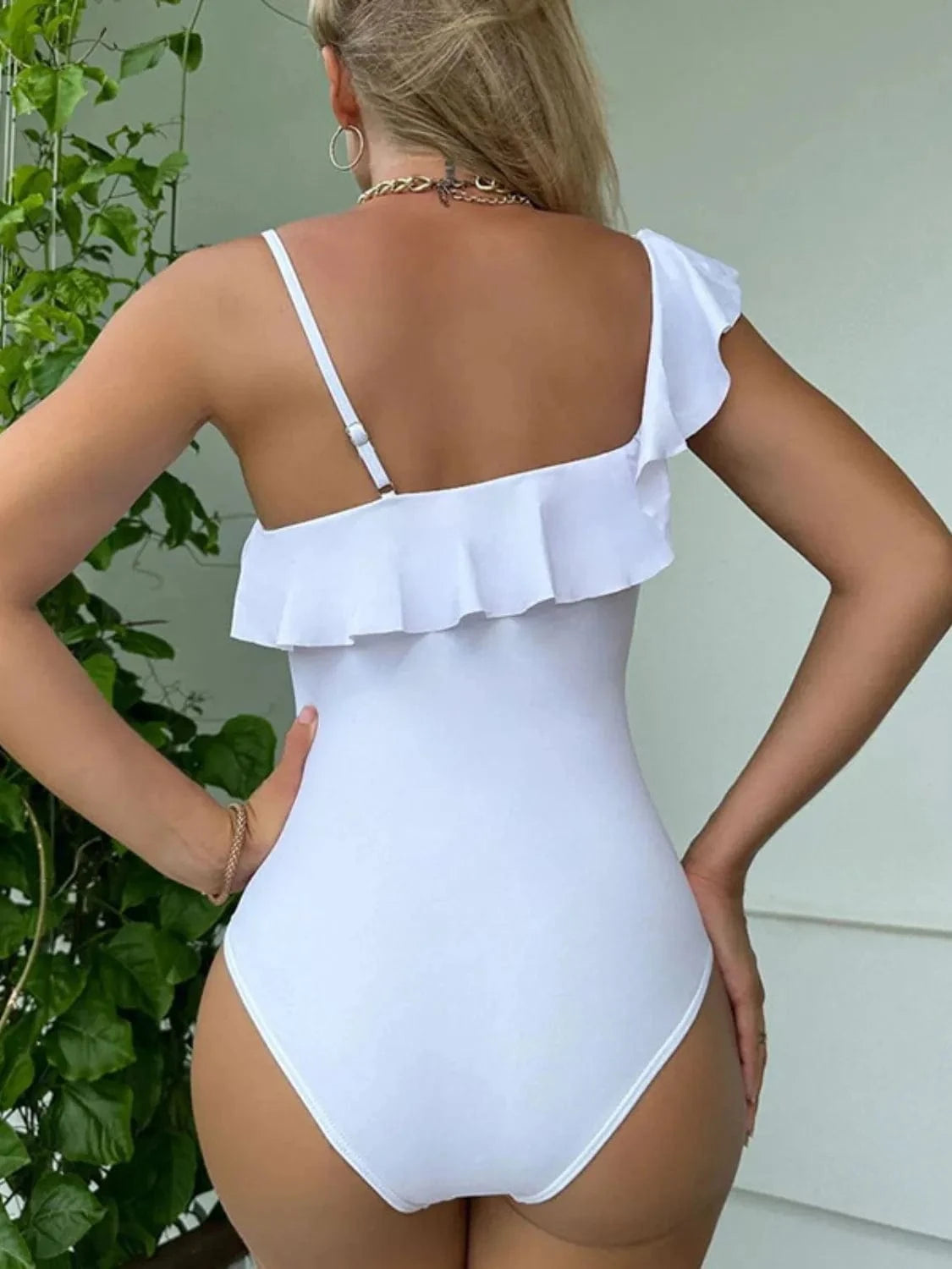 Asymmetrical Ruffled One - Piece Swimwear - ShalayeFashion