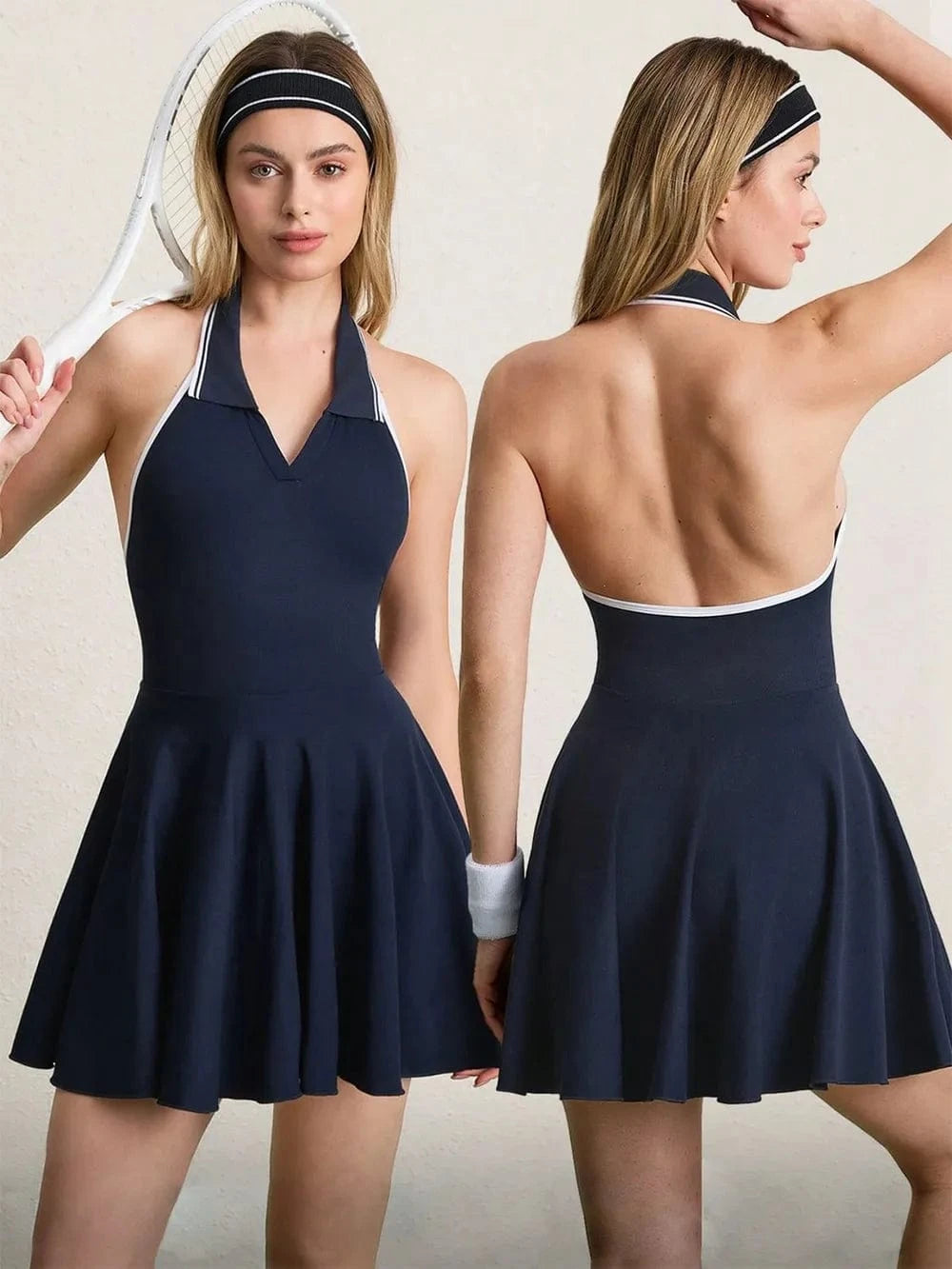 Backless Halter Neck Active Dress - ShalayeFashion