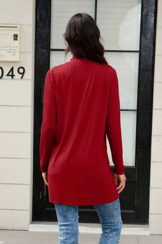 Basic Bae Full Size Open Front Long Sleeve Cardigan with Pockets - ShalayeFashion