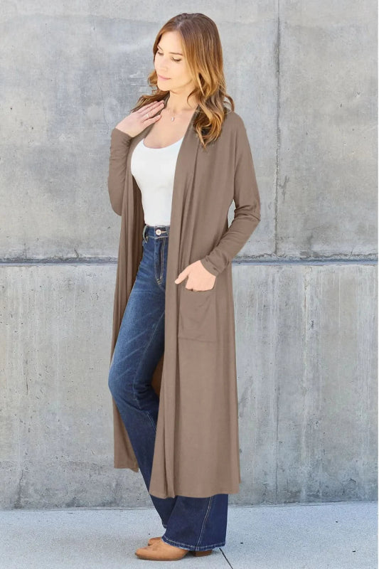 Basic Bae Full Size Open Front Long Sleeve Cover Up - ShalayeFashion