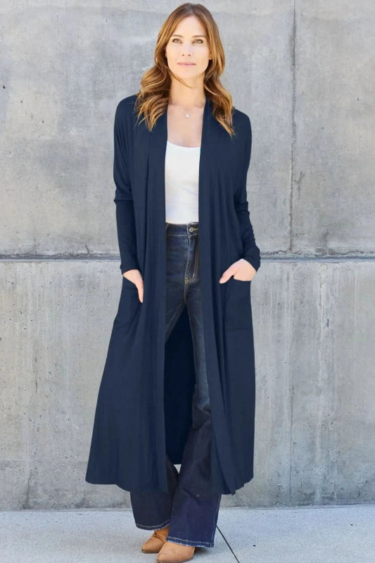 Basic Bae Full Size Open Front Long Sleeve Cover Up - ShalayeFashion