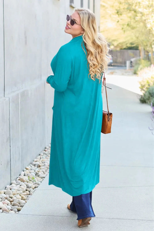 Basic Bae Full Size Open Front Long Sleeve Cover Up - ShalayeFashion