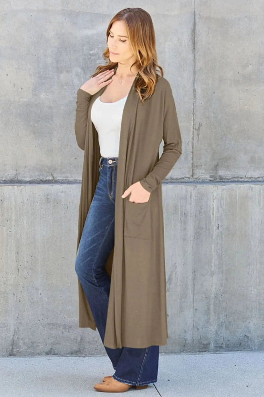 Basic Bae Full Size Open Front Long Sleeve Cover Up - ShalayeFashion