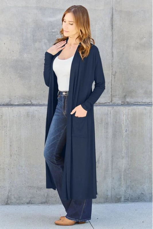 Basic Bae Full Size Open Front Long Sleeve Cover Up - ShalayeFashion