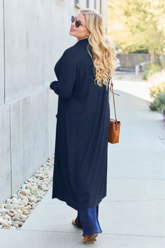 Basic Bae Full Size Open Front Long Sleeve Cover Up - ShalayeFashion