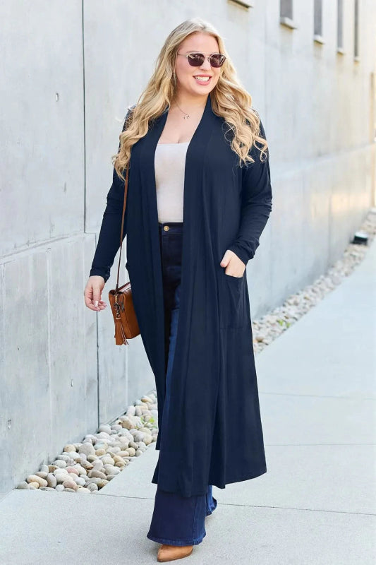 Basic Bae Full Size Open Front Long Sleeve Cover Up - ShalayeFashion