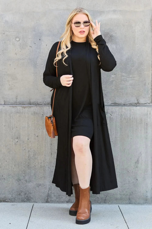 Basic Bae Full Size Open Front Long Sleeve Cover Up - ShalayeFashion