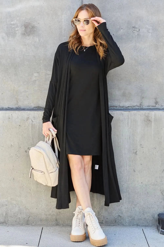 Basic Bae Full Size Open Front Long Sleeve Cover Up - ShalayeFashion