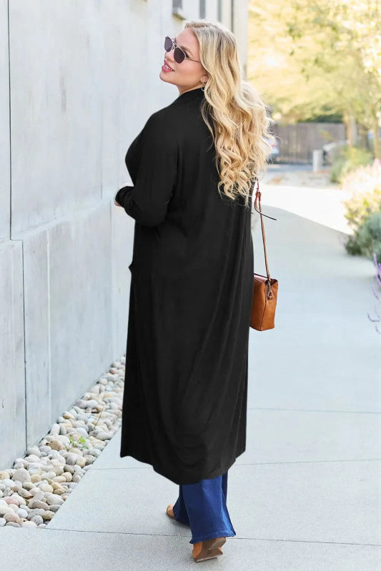 Basic Bae Full Size Open Front Long Sleeve Cover Up - ShalayeFashion