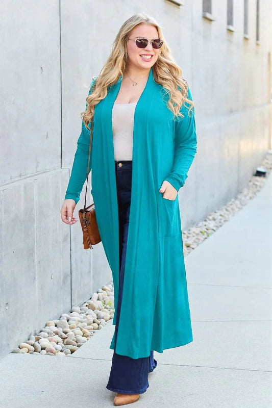 Basic Bae Full Size Open Front Long Sleeve Cover Up - ShalayeFashion