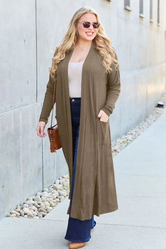 Basic Bae Full Size Open Front Long Sleeve Cover Up - ShalayeFashion