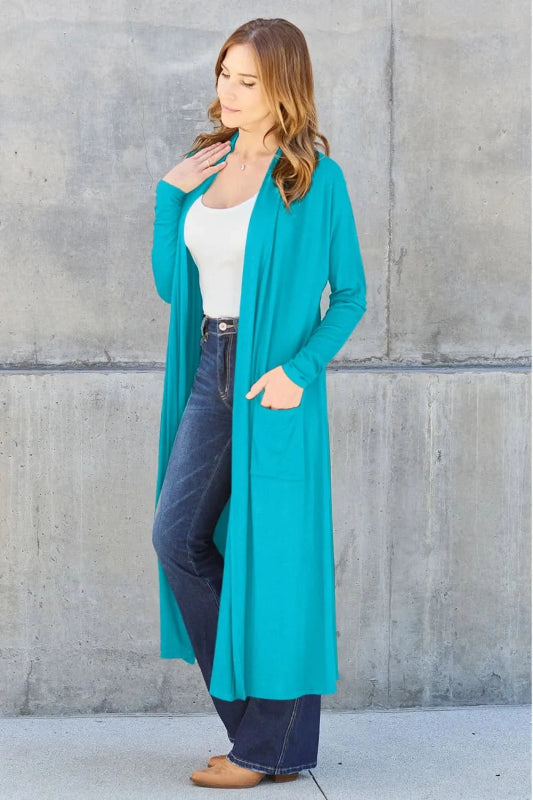 Basic Bae Full Size Open Front Long Sleeve Cover Up - ShalayeFashion