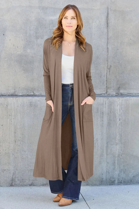 Basic Bae Full Size Open Front Long Sleeve Cover Up - ShalayeFashion