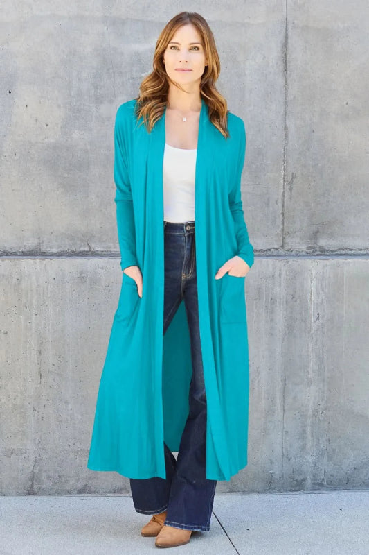 Basic Bae Full Size Open Front Long Sleeve Cover Up - ShalayeFashion