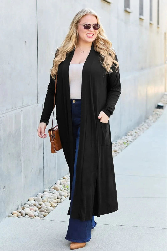 Basic Bae Full Size Open Front Long Sleeve Cover Up - ShalayeFashion