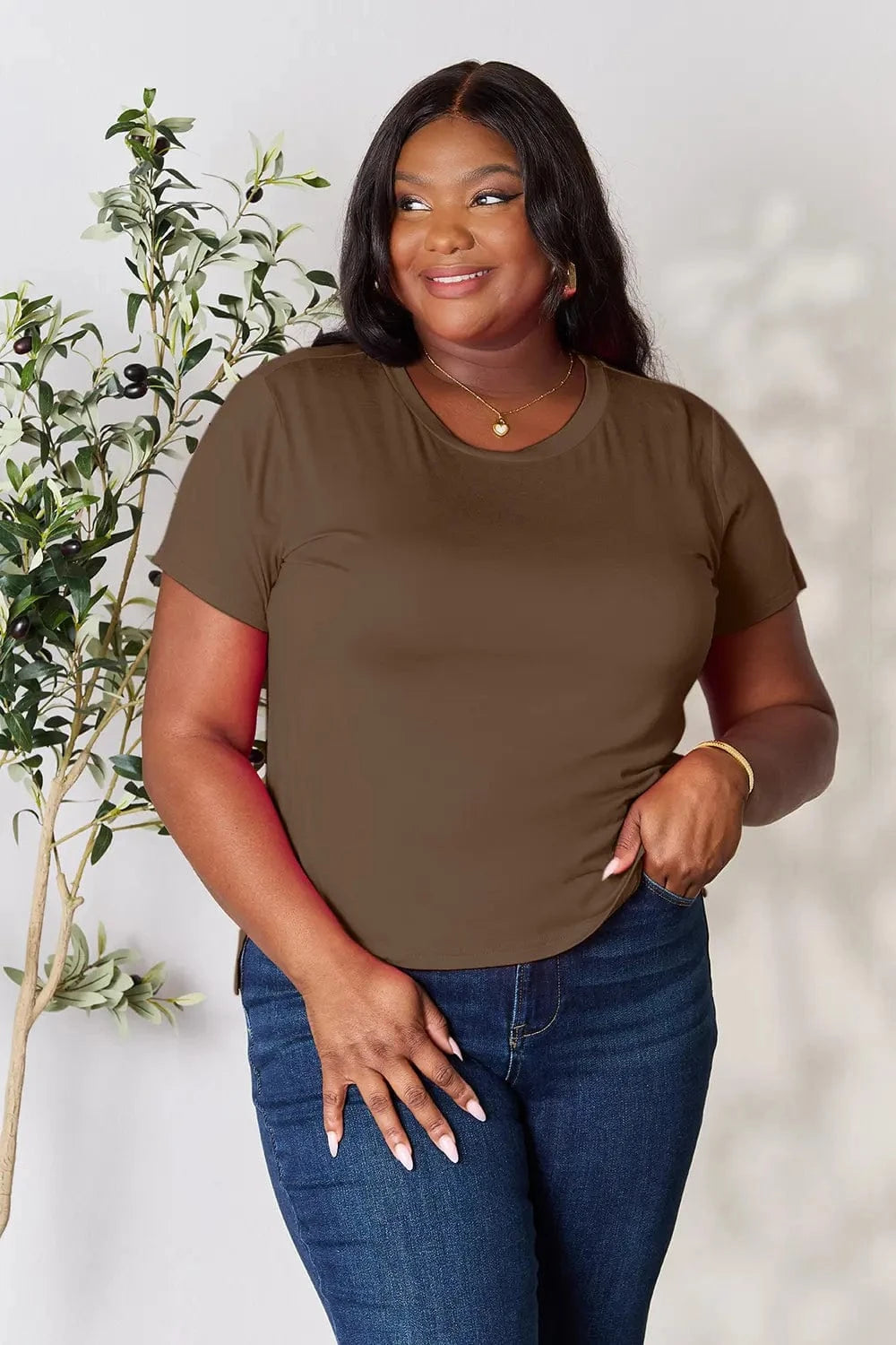 Basic Bae Full Size Round Neck Short Sleeve T-Shirt Plus Size - ShalayeFashion