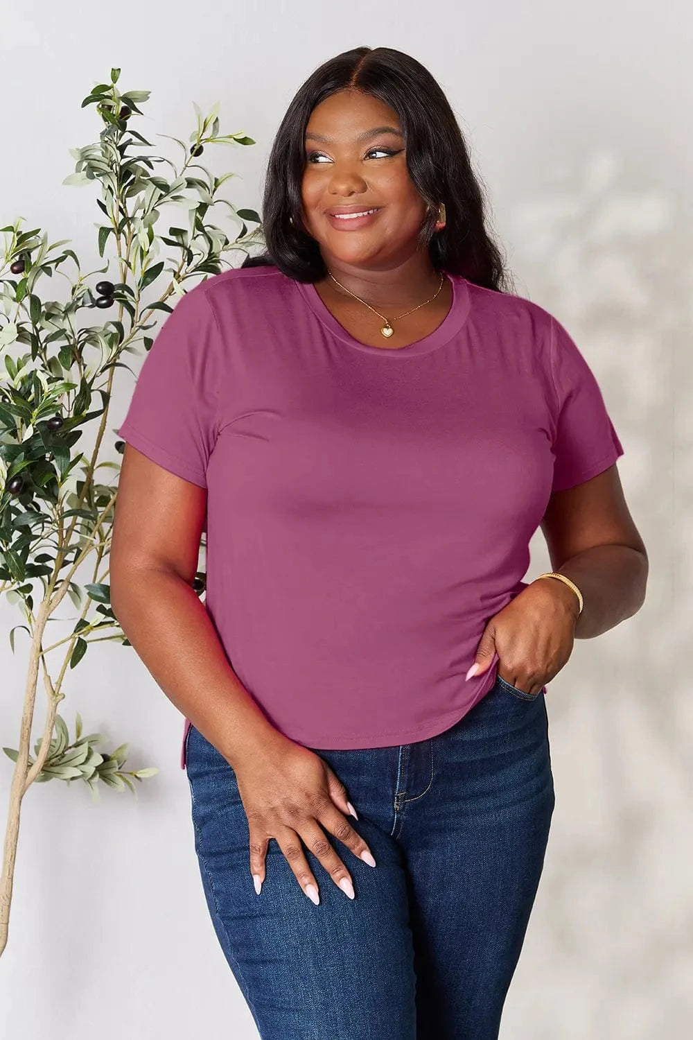 Basic Bae Full Size Round Neck Short Sleeve T-Shirt Plus Size - ShalayeFashion