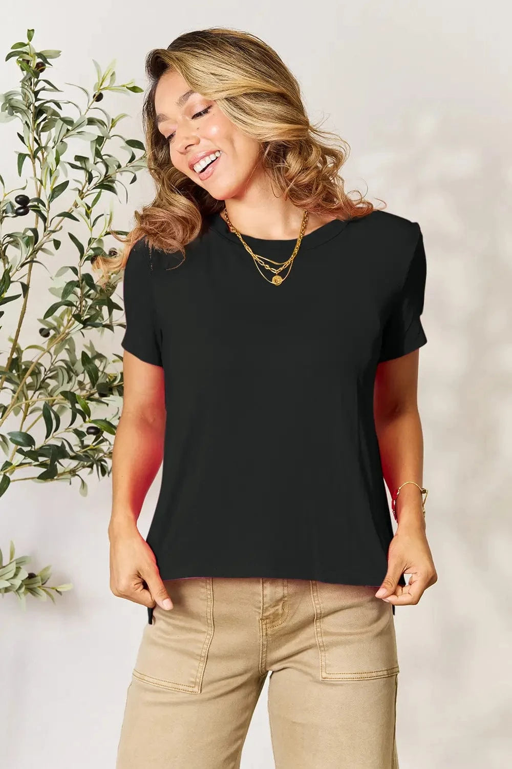 Basic Bae Full Size Round Neck Short Sleeve T-Shirt Plus Size - ShalayeFashion