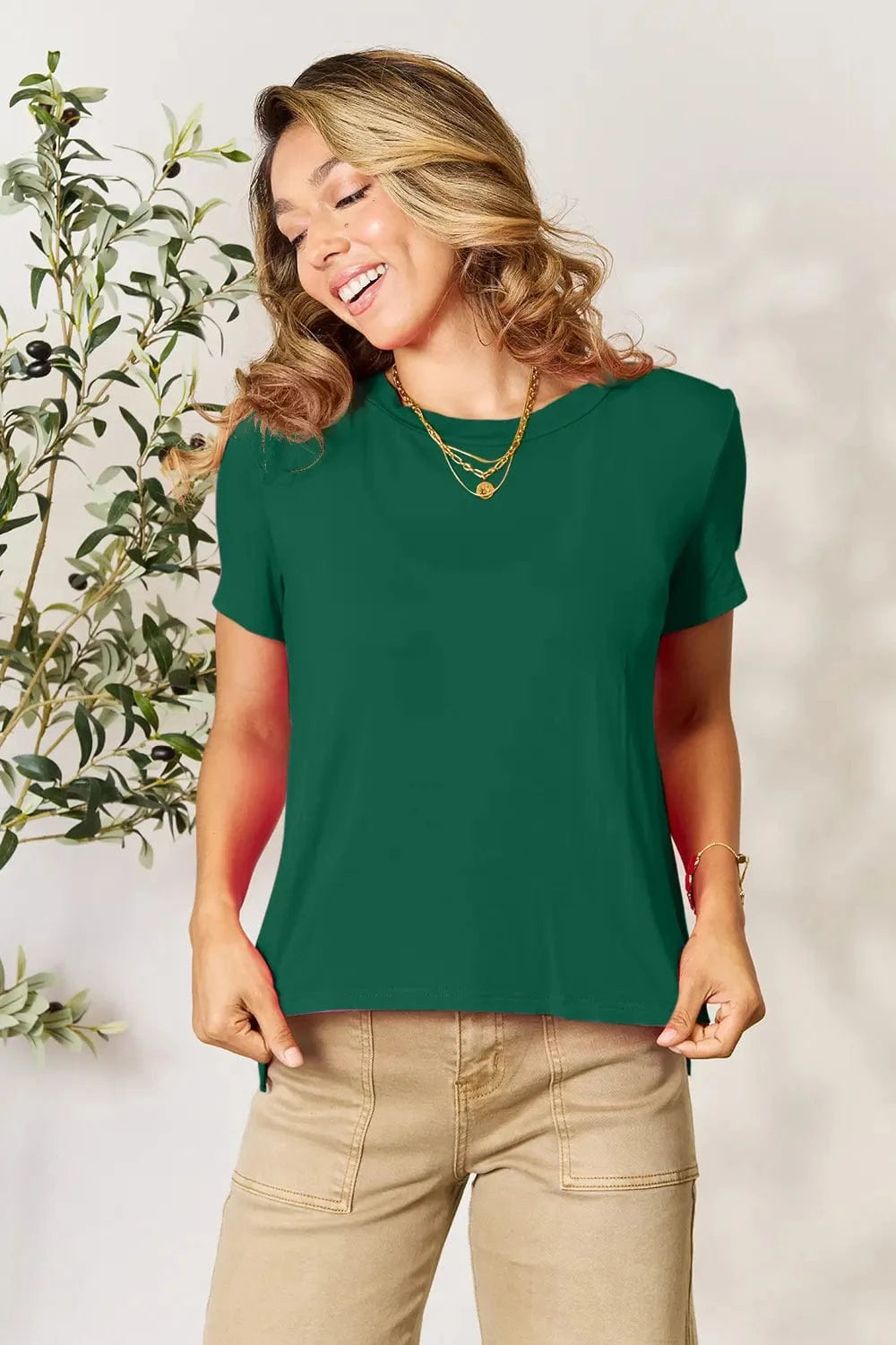 Basic Bae Full Size Round Neck Short Sleeve T-Shirt Plus Size - ShalayeFashion
