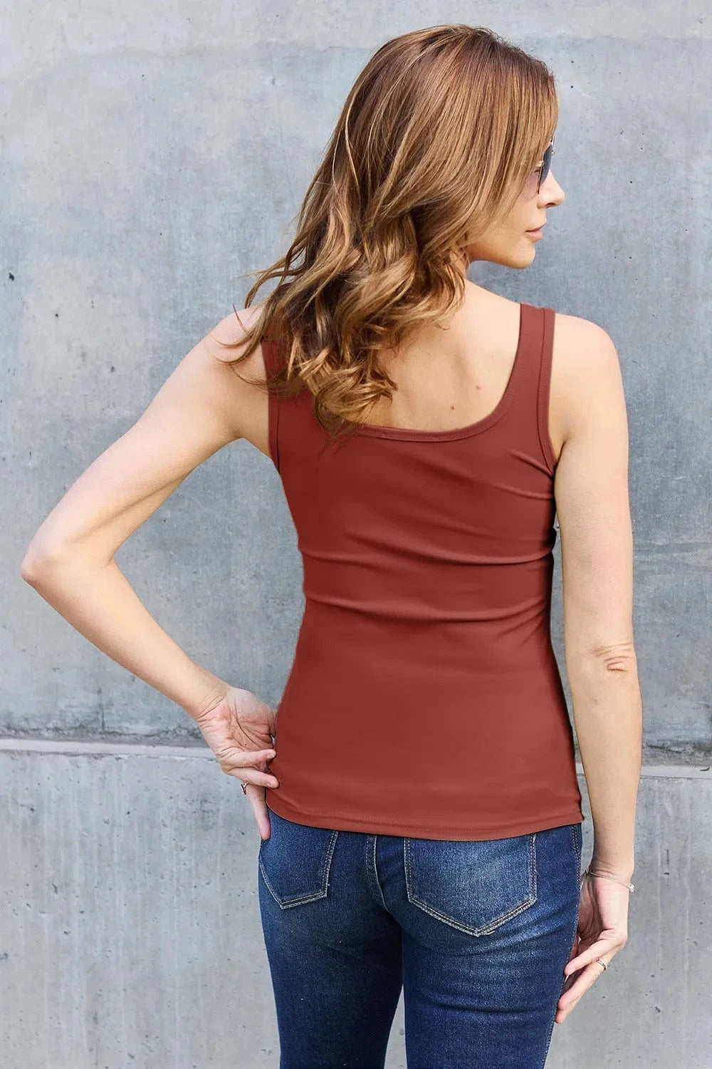 Basic Bae Full Size Square Neck Wide Strap Tank - ShalayeFashion