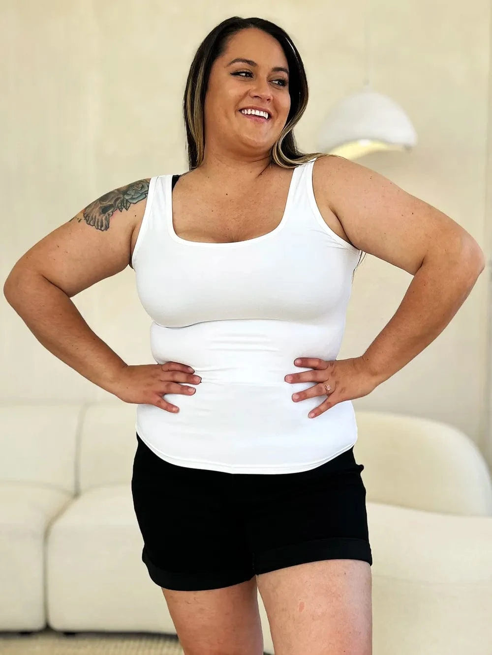 Basic Bae Full Size Square Neck Wide Strap Tank - ShalayeFashion
