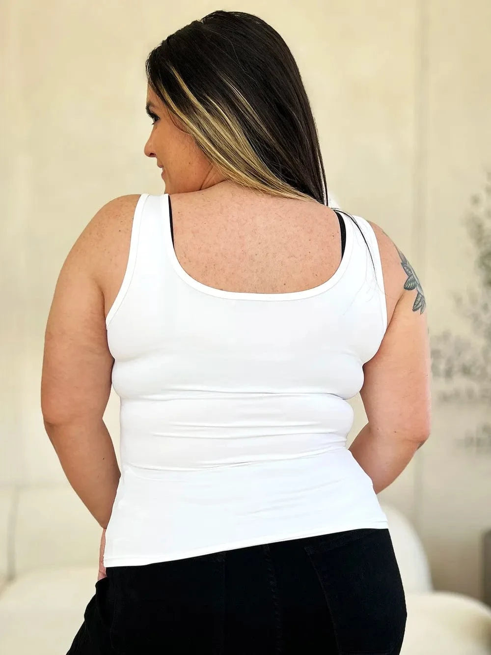 Basic Bae Full Size Square Neck Wide Strap Tank - ShalayeFashion