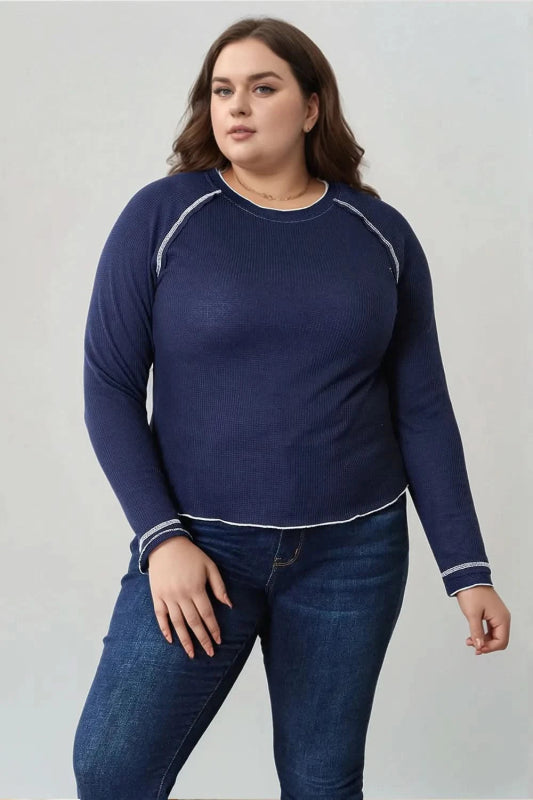 Basic Bae Long Raglan Sleeve Round Neck Top - ShalayeFashion
