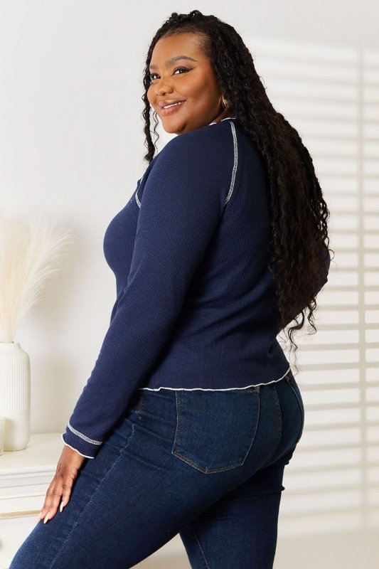 Basic Bae Long Raglan Sleeve Round Neck Top - ShalayeFashion