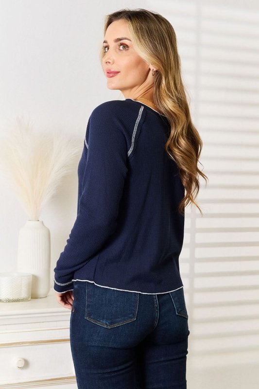 Basic Bae Long Raglan Sleeve Round Neck Top - ShalayeFashion