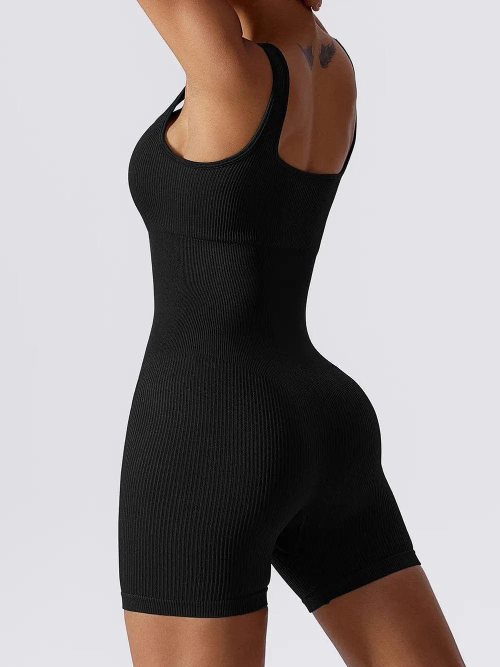 Basic Bae Ribbed Sleeveless Active Romper - ShalayeFashion