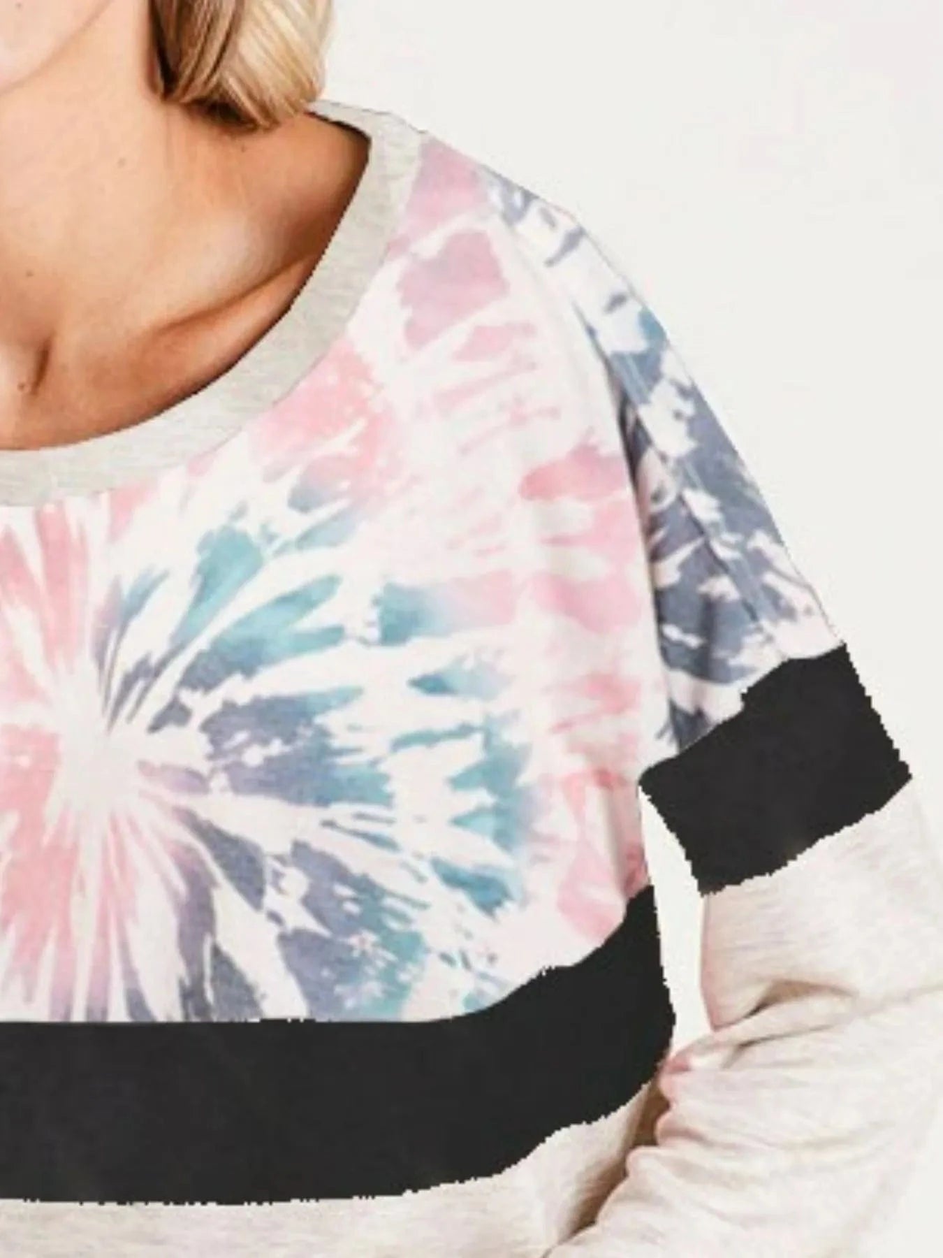 BiBi Mix And Match Color French Terry Wide Neck Top - ShalayeFashion