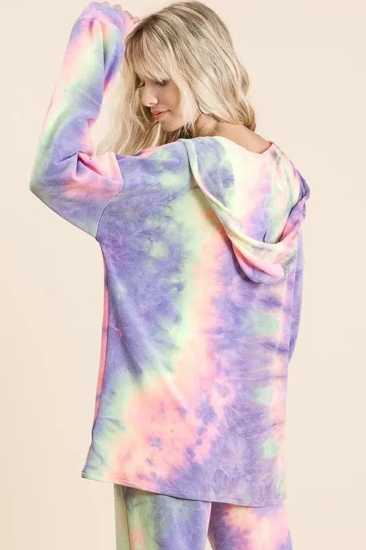 BiBi Tie Dye French Terry Top and Bottom Set - ShalayeFashion