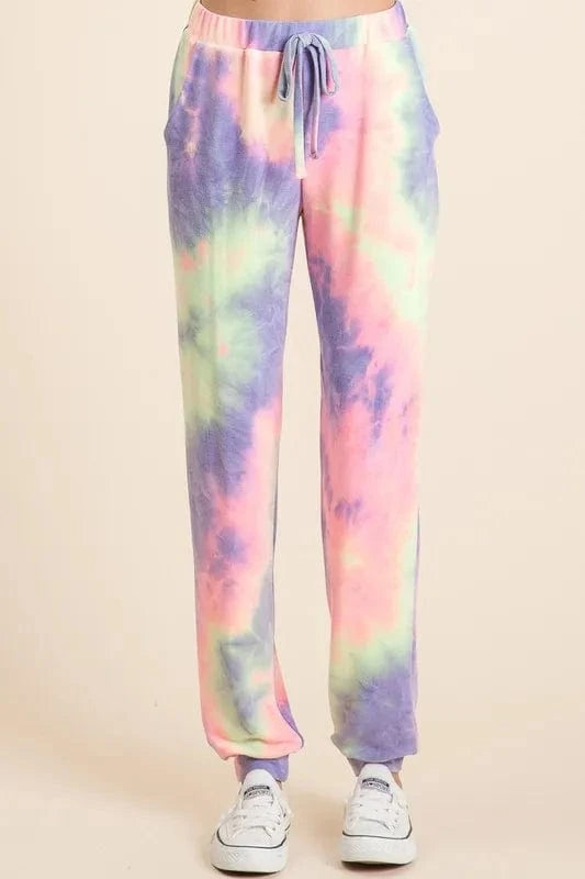 BiBi Tie Dye French Terry Top and Bottom Set - ShalayeFashion