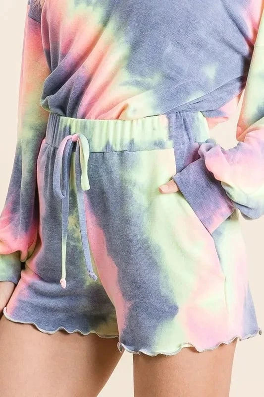 BiBi Tie Dye French Terry Top and Shorts Set - ShalayeFashion