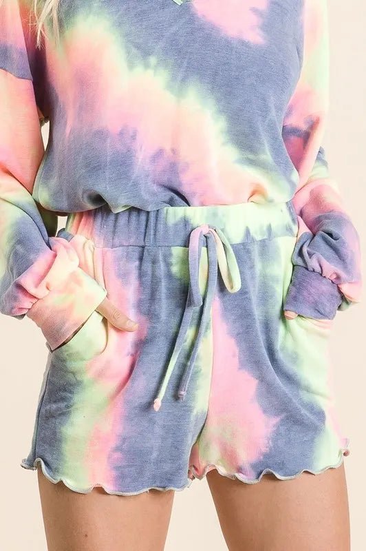BiBi Tie Dye French Terry Top and Shorts Set - ShalayeFashion