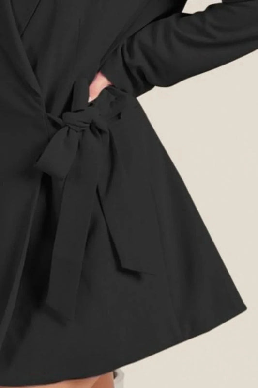 BiBi Wrap Tie Detailed Long Blazer - ShalayeFashion