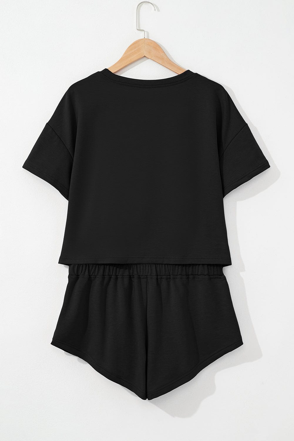 Black Cropped Tee & Ruffle Skort Set - ShalayeFashion