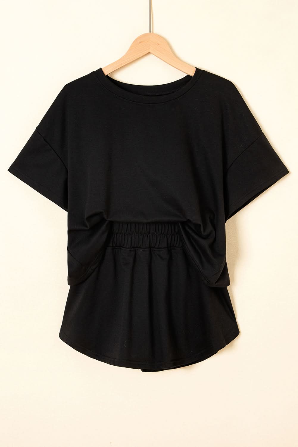 Black Cropped Tee & Ruffle Skort Set - ShalayeFashion