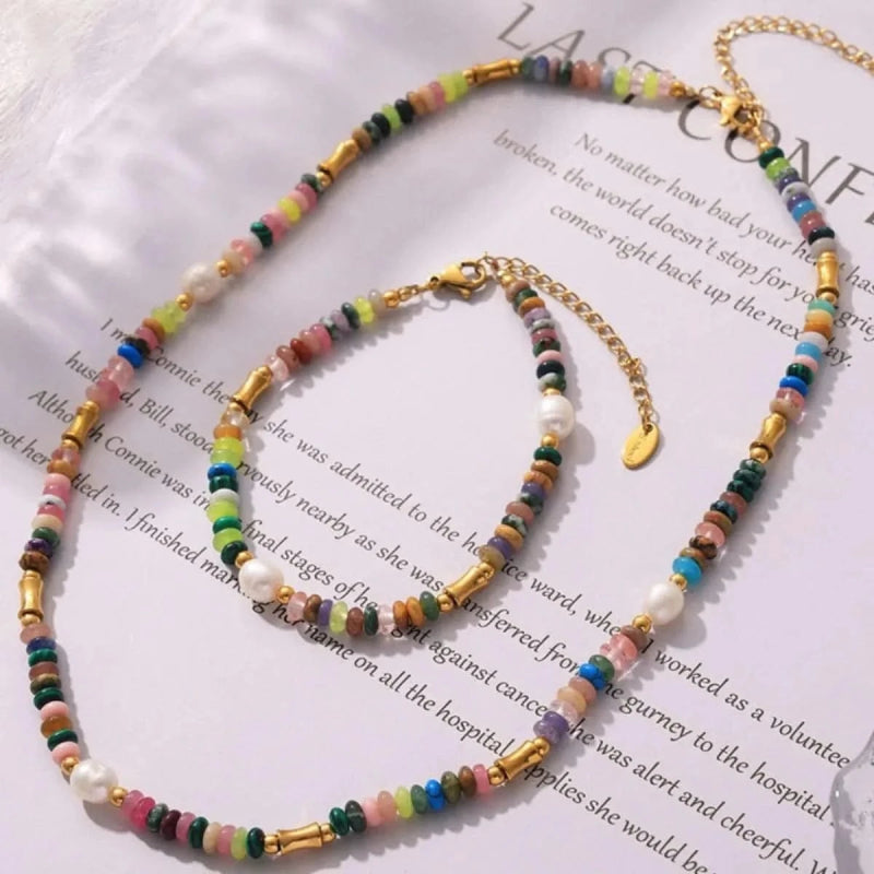 Bohemian Natural Stone Pearl Beaded Jewelry Set - ShalayeFashion