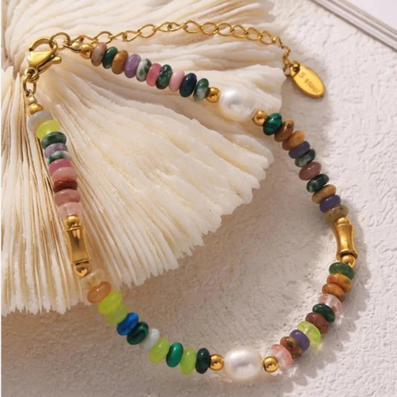 Bohemian Natural Stone Pearl Beaded Jewelry Set - ShalayeFashion