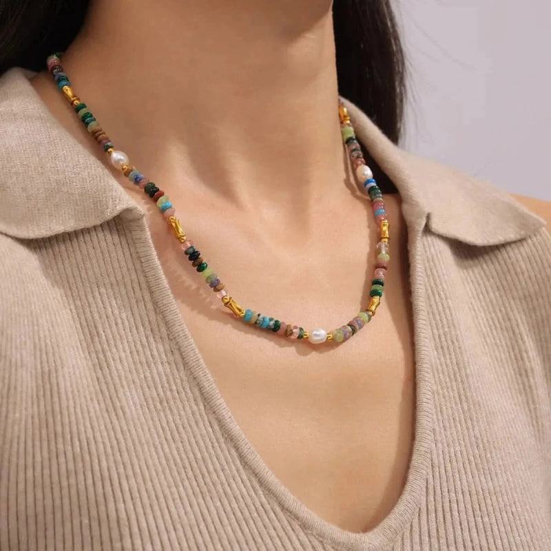 Bohemian Natural Stone Pearl Beaded Jewelry Set - ShalayeFashion