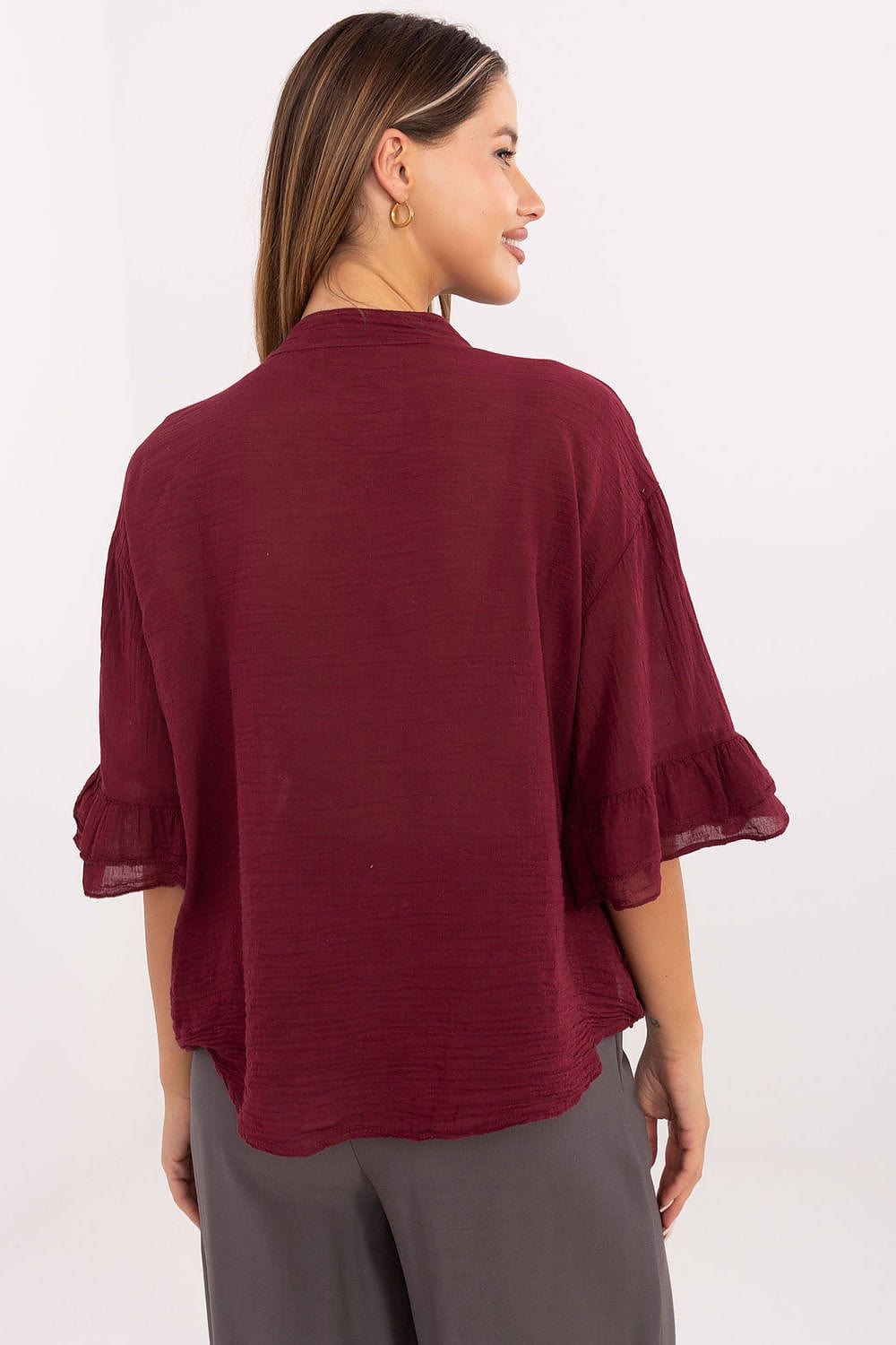 Boho Cotton Shirt Three Quarter Flounce - ShalayeFashion